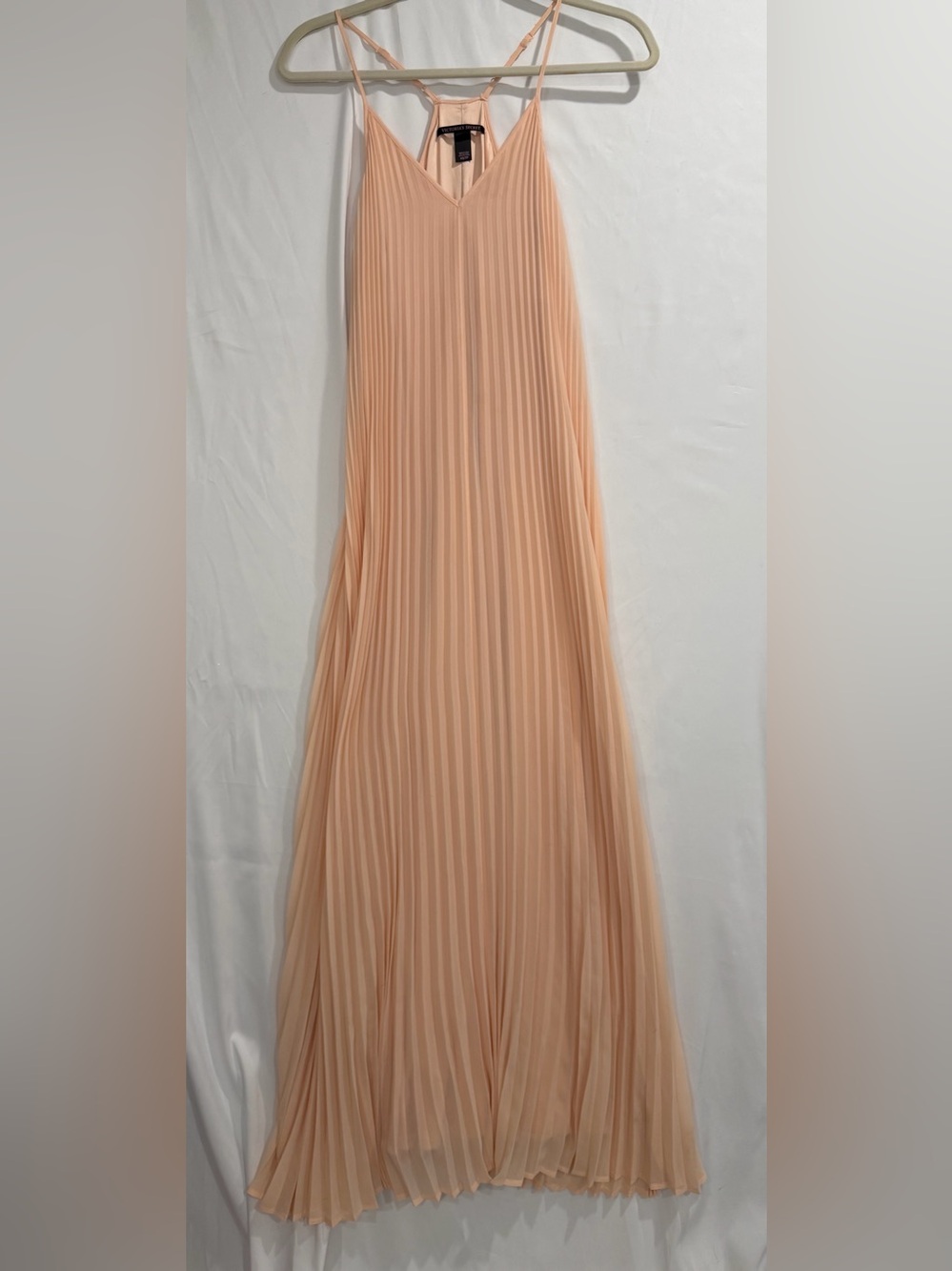 Victoria's Secret Pleated V-Neck Maxi Dress in Peach